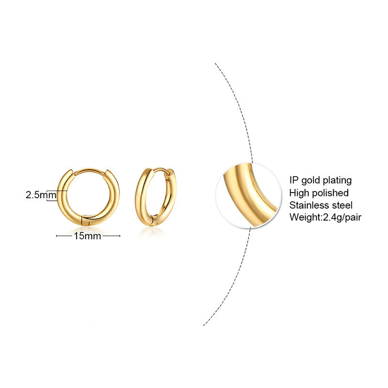 G廠-不鏽鋼耳環耳圈男飾品 2mm不鏽鋼圓管小耳圈鋼色女士韓版「EH-155」25.08-3