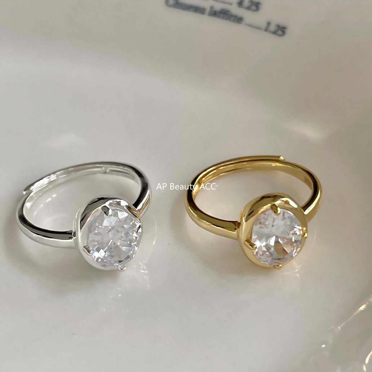 F廠-韓版韓版925純銀橢圓鋯石戒指簡約小紅書INS時尚開口戒「J2146」25.11-4