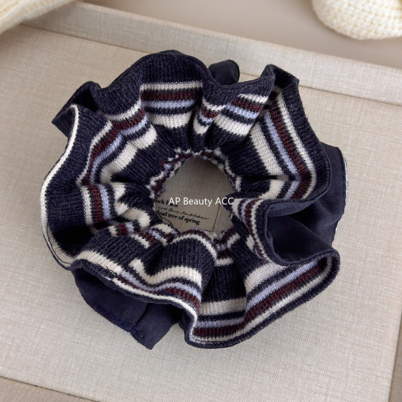 E廠-韓系ins秋冬高級感咖色雙面針織大腸髮圈頭花扎頭髮圈女洋氣時尚「27658」25.11-2