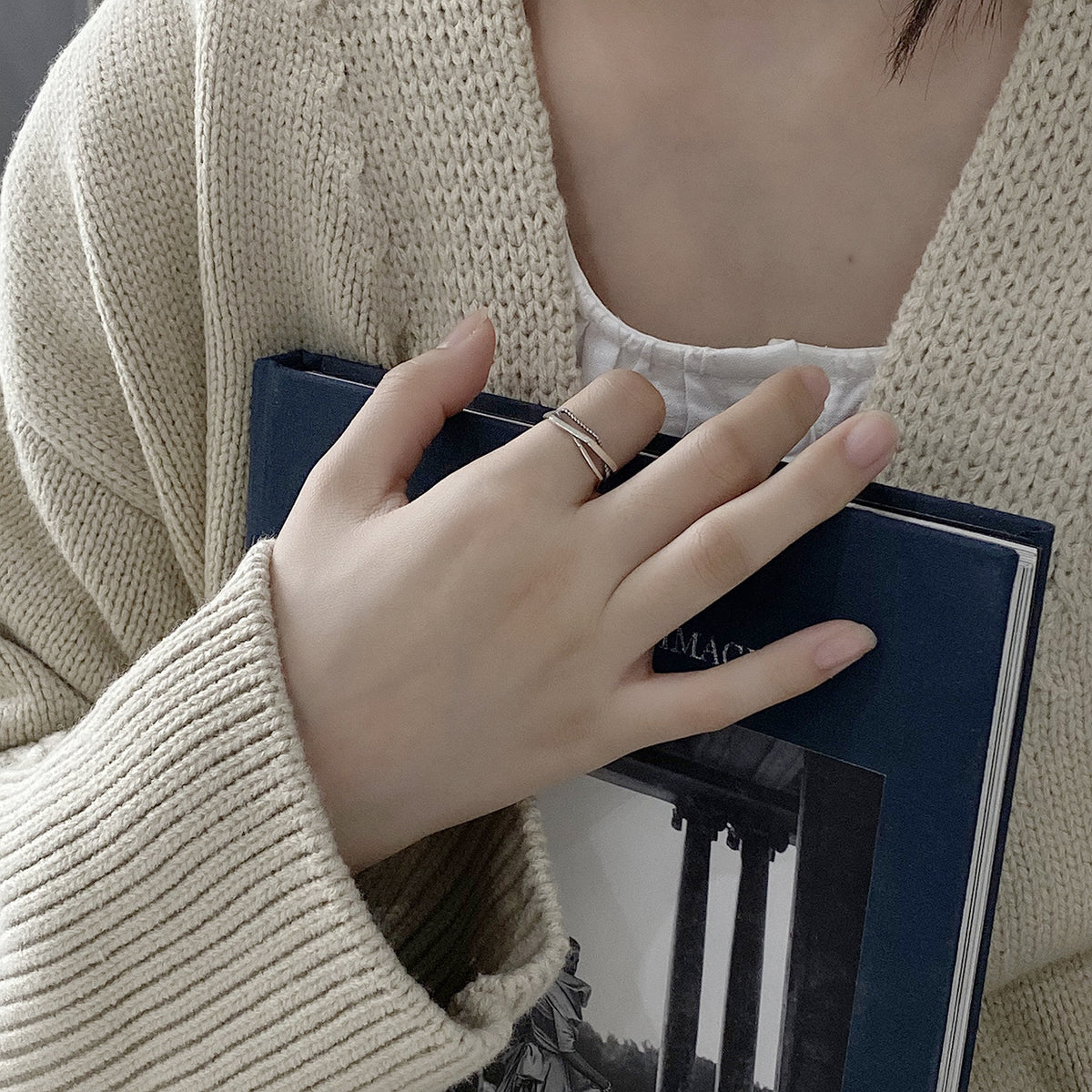 F廠-歐美韓版925純銀愛心編織戒指女ins冷淡風簡約小眾chic港風網紅戒「J1147」25.05-4