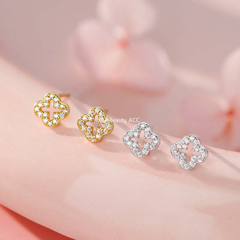 D廠-S999足銀四葉草耳環輕奢法式復古新氣質小眾個性溫柔耳飾「YC7533E」25.11-3