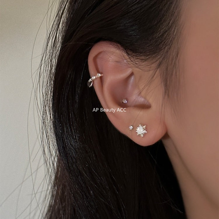 C廠-999純銀小太陽耳釘女高級感耳骨釘小眾特耳環小巧精緻氣質耳飾「EH-2451.eb」25.11-1