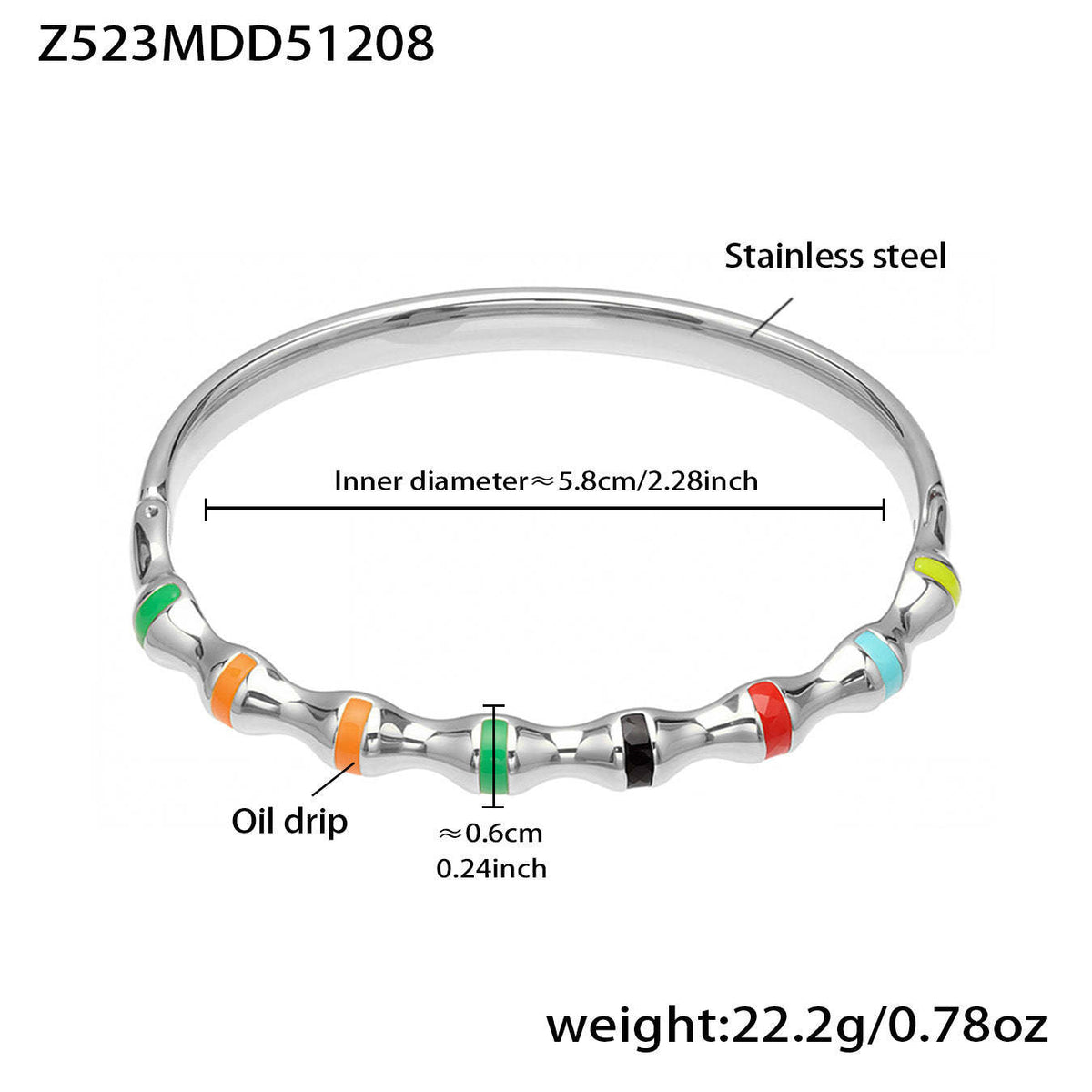 B廠-多巴胺竹節滴油彩色卡扣手鐲組合不鏽鋼鍍18k真金時尚開口手環女「Z522-Z523-Z524」25.12-3