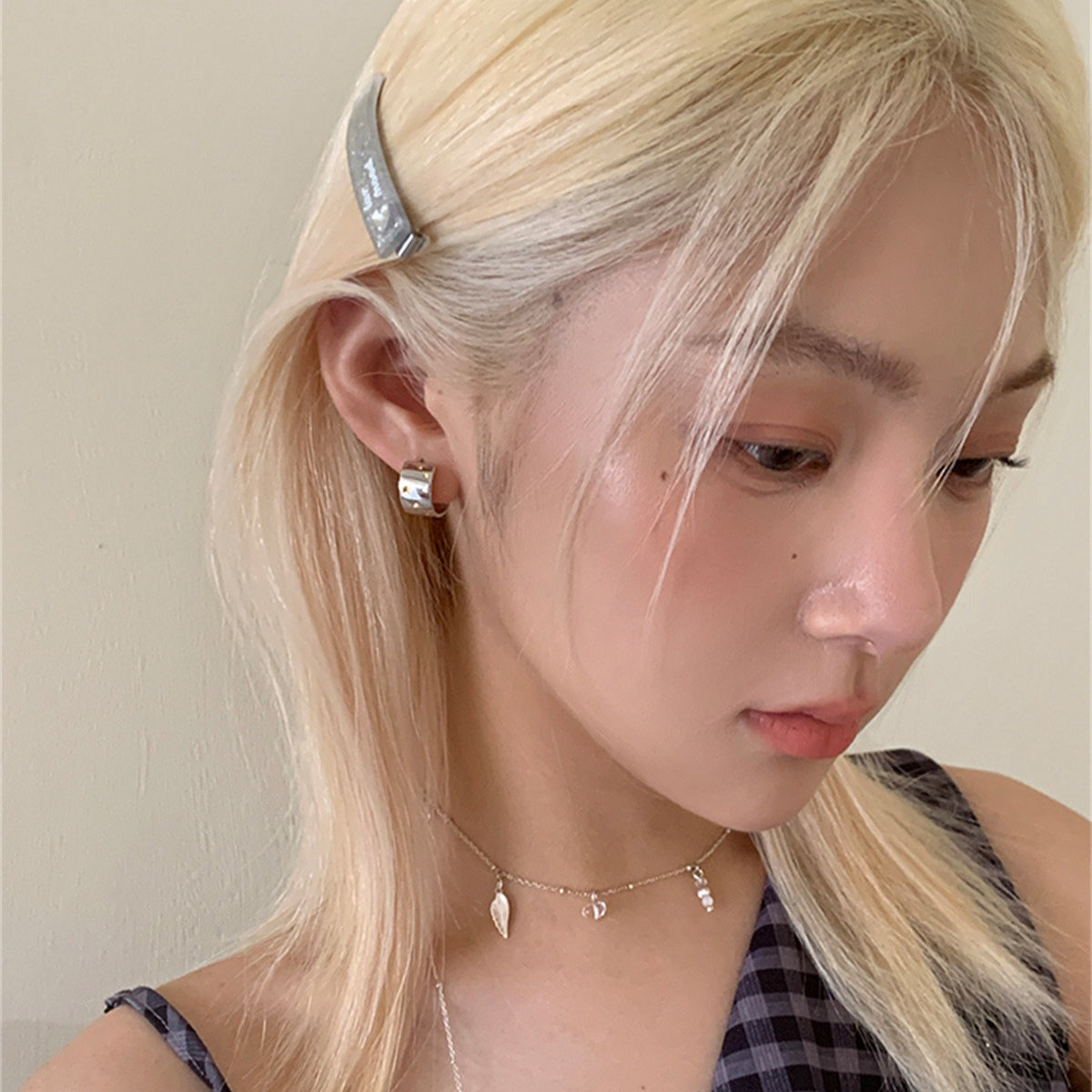 C廠-925銀針金銀撞色星星耳環女ins小眾設計日韓版寬面耳圈輕奢耳飾「EH-4166」25.10-2