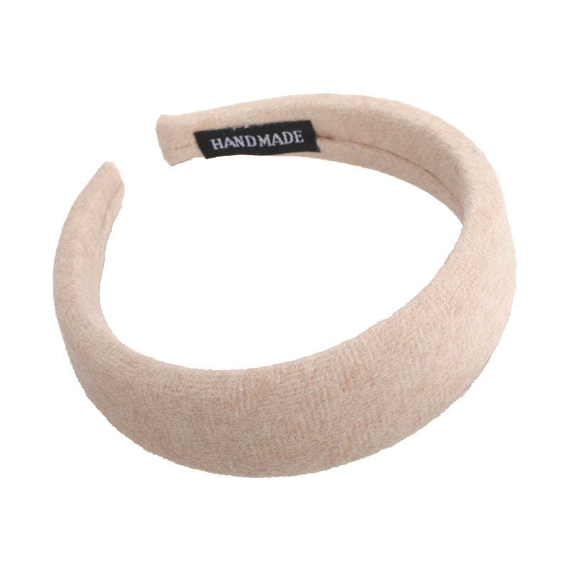 E廠-韓國新款秋冬氣質純色羊毛呢高顱頂寬邊髮箍百搭簡約外出頭箍髮卡「27650」25.11-1