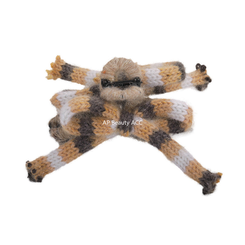 E廠-溫柔紫色毛線蝴蝶結抓夾2025新款秋冬毛絨髮夾後腦勺鯊魚夾高級感「26283」25.11-2