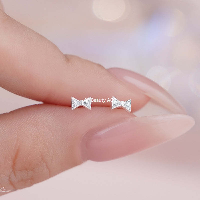 D廠-S999足銀愛心方形蝴蝶結圓形耳環輕奢小眾設計氣質清新耳飾批發「YC2652E_1」25.11-1