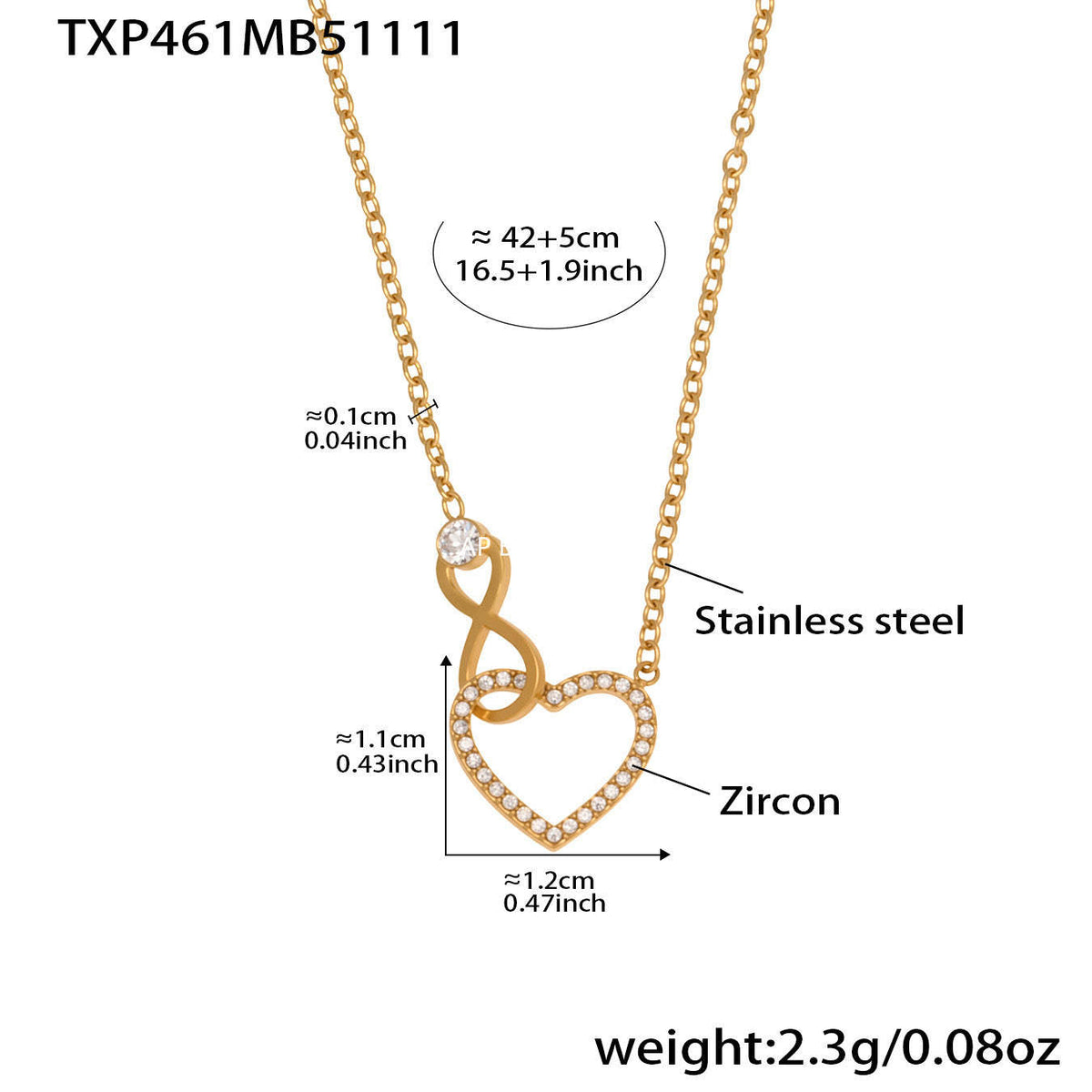 B廠-跨境熱銷款愛心8字鋯石超精緻項鍊手鍊套裝不鏽鋼鍍18k真金「TXP461」25.11-3