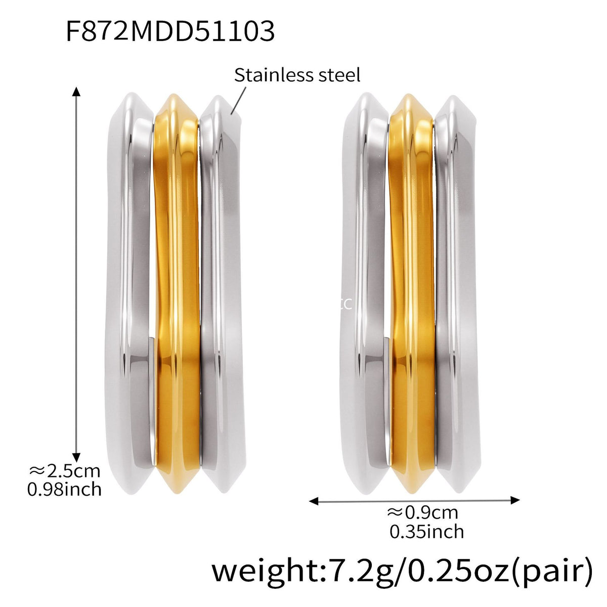 B廠-ins風小眾設計三層愛心形耳環不鏽鋼18k鍍金耳釘不掉色耳飾「F753」25.11-1