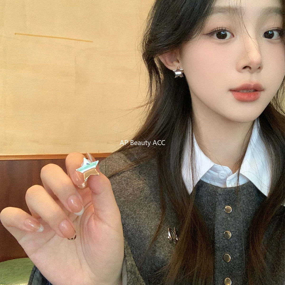 C廠-銀色立體五角星耳環女小眾設計耳飾輕奢高級感特漂亮巨好看耳環「EH-2399」25.12-3