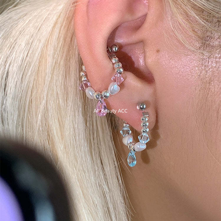 C廠-彩色多巴胺水滴鋯石耳環女輕奢百搭甜美碎銀鈦鋼耳圈精緻秋冬耳飾「EH-4281」25.11-4