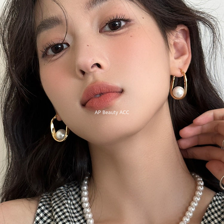 C廠-簡約復古百搭氣質珍珠耳環女時尚高級感秋冬耳扣輕奢精緻港風耳飾「EH-4131」25.11-2