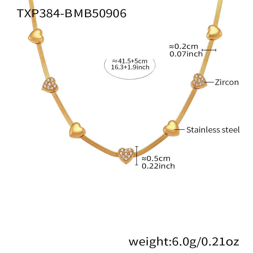 B廠-不鏽鋼蝴蝶結愛心鋯石滿鑽吊墜刀片鏈手鍊項鍊首飾套裝鍍18k真金「TXP499」25.11-4