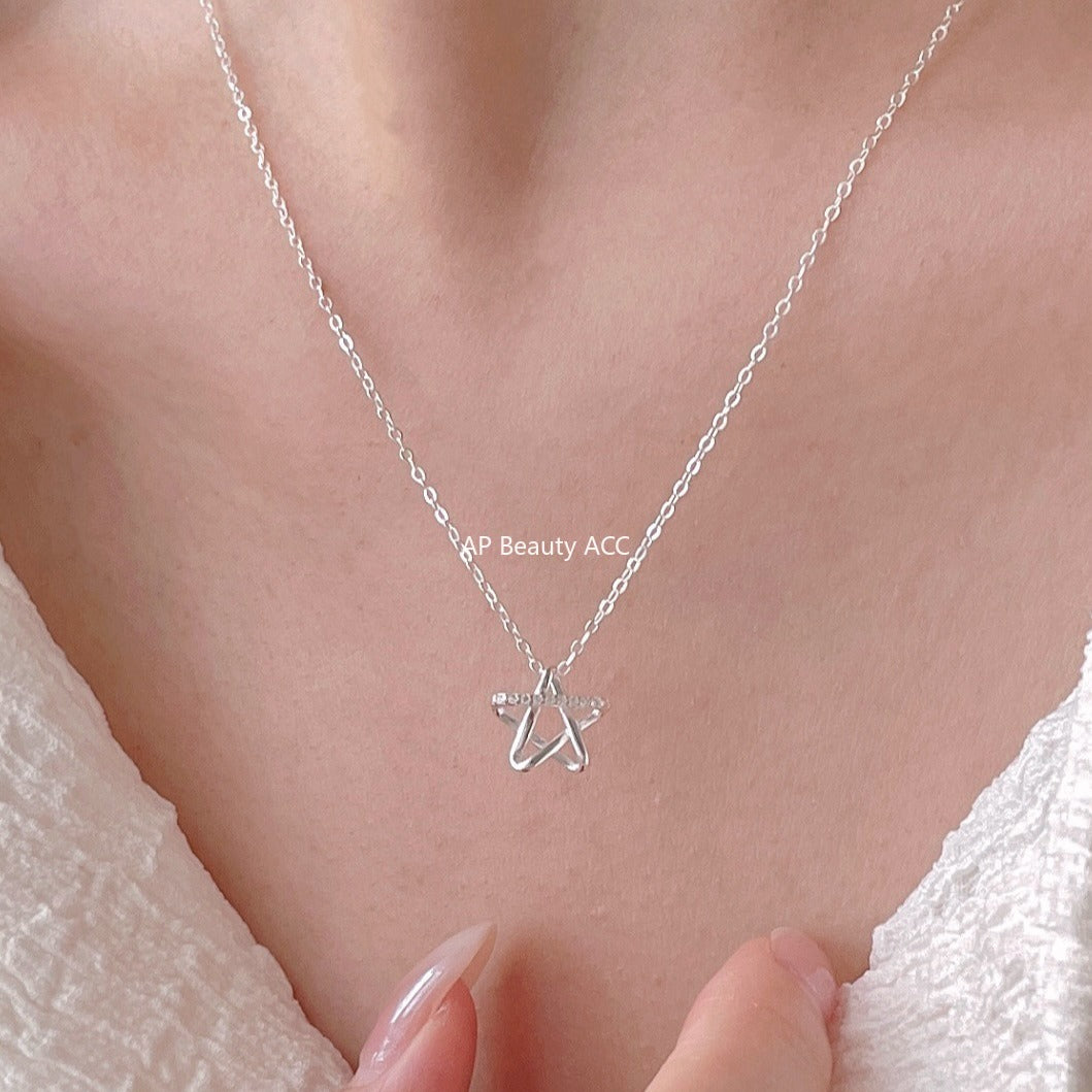 F廠-韓國韓版925純銀鋯石星星項鍊簡約氣質ins小紅書項鍊「B1381」25.11-1