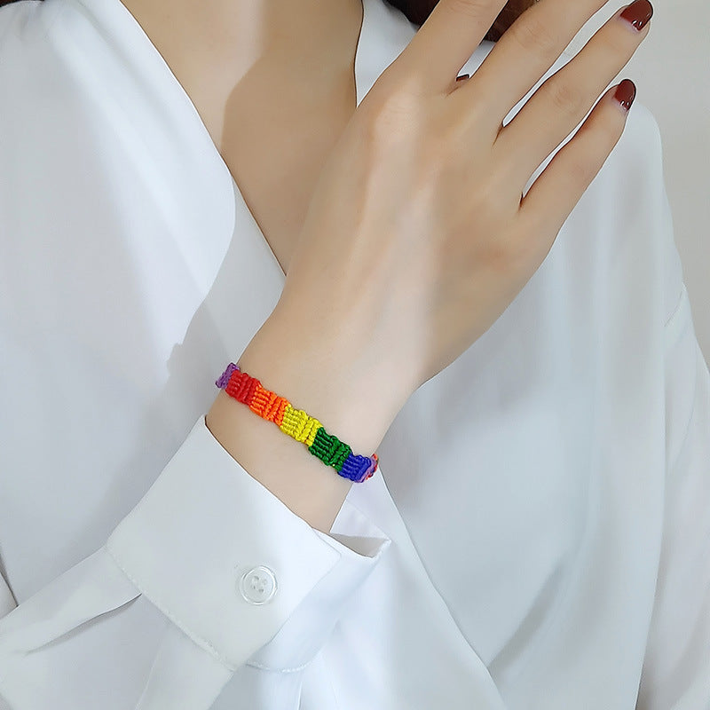 G廠-手工編織手繩  打結手鍊友誼彩色繩編織可調節「PB-043」25.05-2