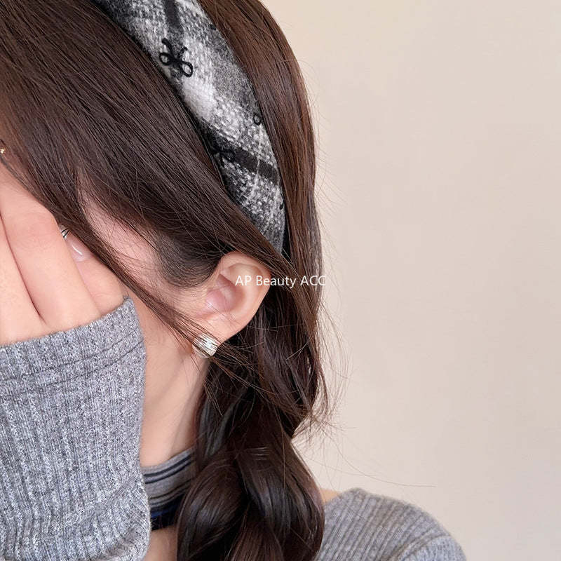 E廠-蝴蝶結毛呢髮箍秋冬高顱頂頭窟復古髮旅頭箍女高級感洋氣時尚髮飾「26085」25.11-3