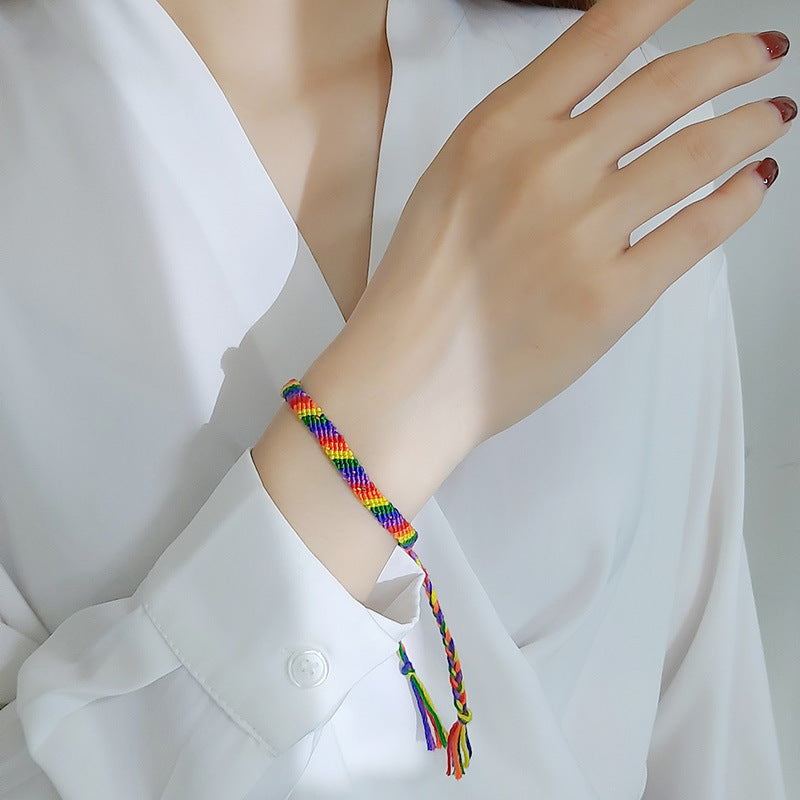 G廠-手工編織手繩  打結手鍊友誼彩色繩編織可調節「PB-043」25.05-2