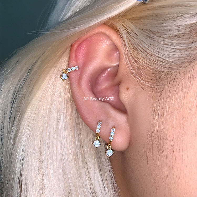 C廠-輕奢氣質氛圍感超閃鋯石耳環女精緻高級感銀針耳扣秋冬時尚耳飾「EH-4348」25.11-4