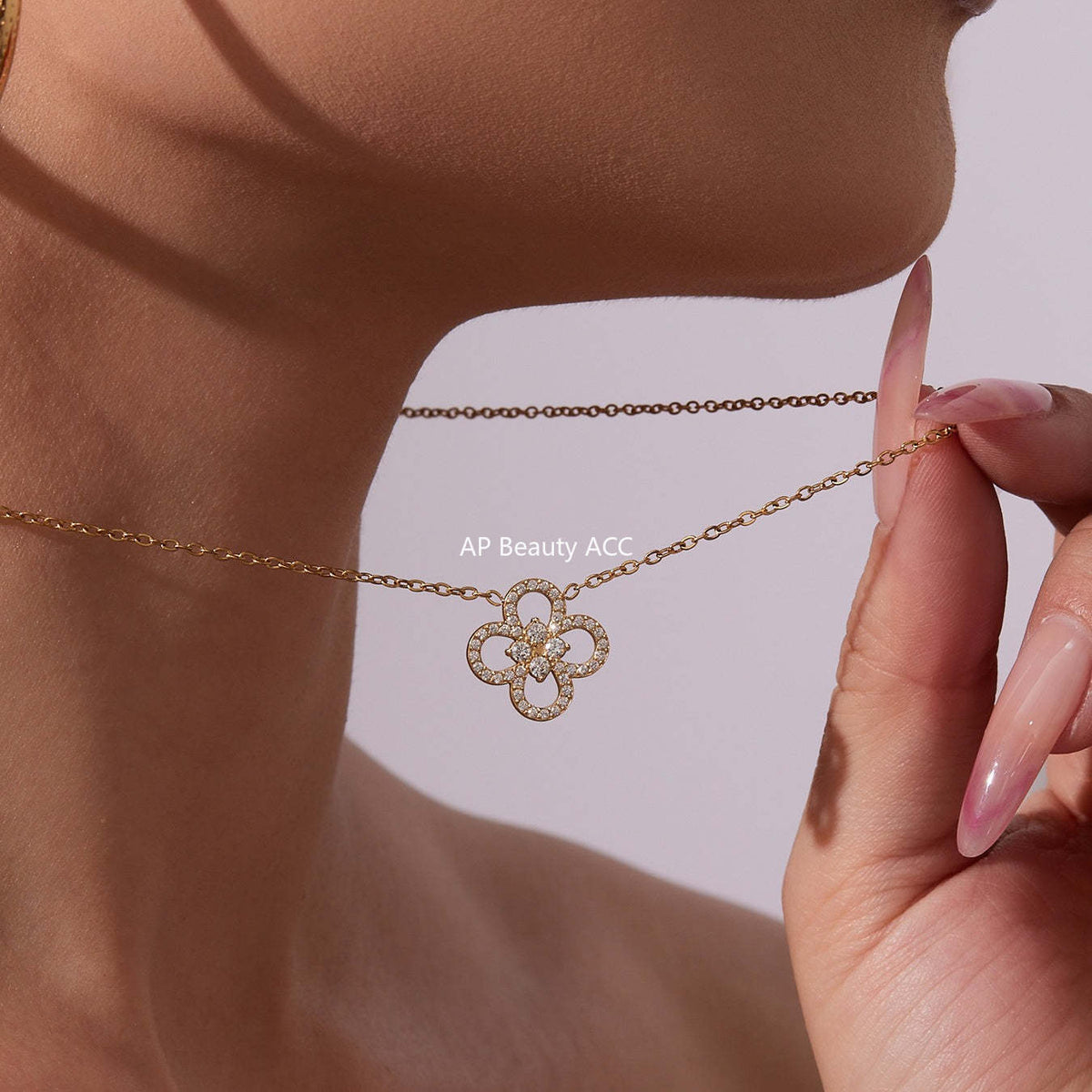 B廠-不鏽鋼四葉草鋯石項鍊手鍊 鍍18k金歐美時尚百搭個性首飾「TXP474-TXE474」25.11-3