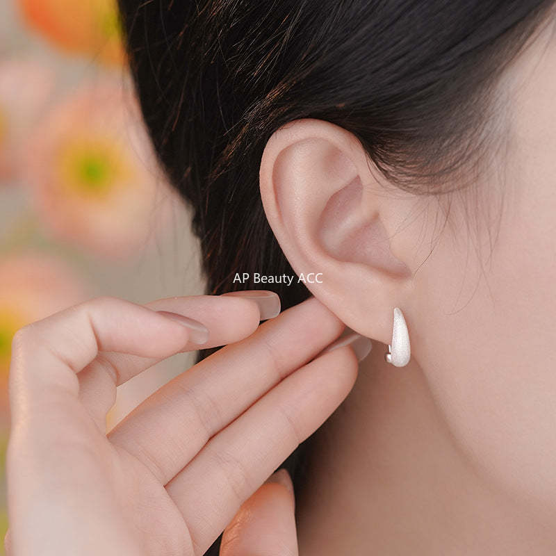 D廠-S999足銀新款拉絲水滴螺絲耳環女潮冷淡風高級感小眾簡約耳飾批發「YC2283E_1」25.11-3