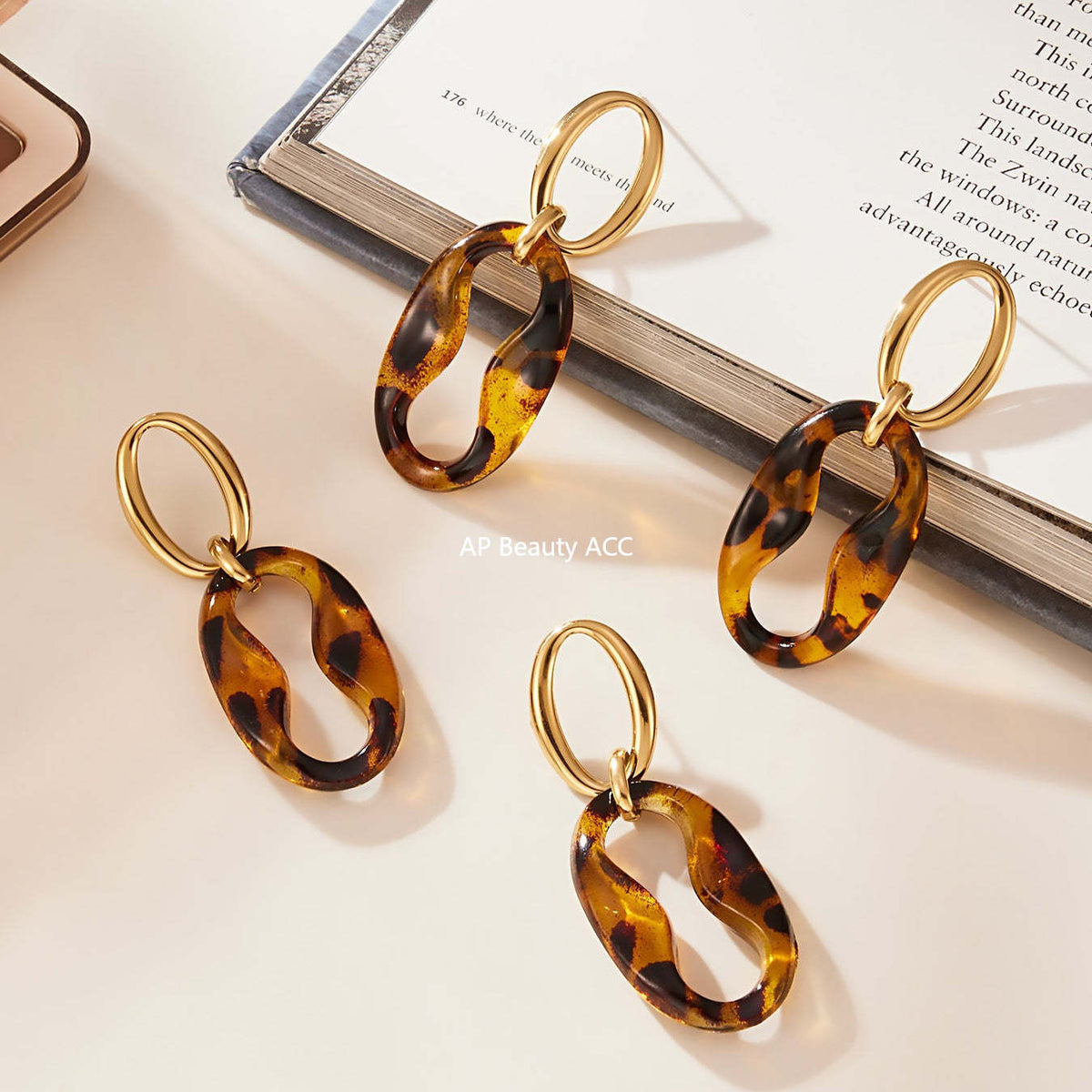 B廠-中古vintage耳飾設計感不鏽鋼幾何樹脂耳環項鍊手鍊套裝女「TXP470」25.11-3