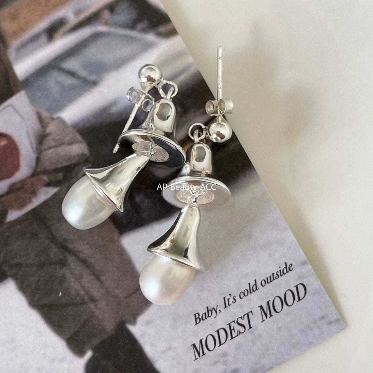 F廠-韓版歐美風925純銀珍珠異形耳釘 女簡約時尚ins風耳環耳飾「C882」25.12-1