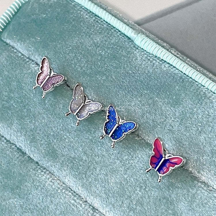 C廠-森系靈動蝴蝶耳釘女絕美夢幻甜美風銀針耳骨釘甜酷高級感秋冬耳飾「EH-4126」25.10-5