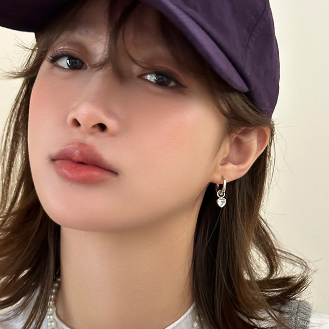 C廠-歐美奢華氣質鋯石愛心耳環女高級感百搭潮流銀針耳圈小眾夏天耳飾「EH-3663」25.07-2
