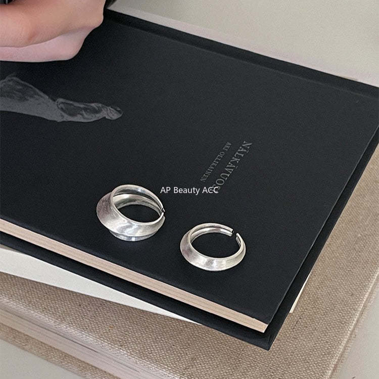 C廠-小眾清冷感磨砂素圈戒指女輕奢高級感ins食指戒百搭設計氣質指環「JZ-0729」25.11-3