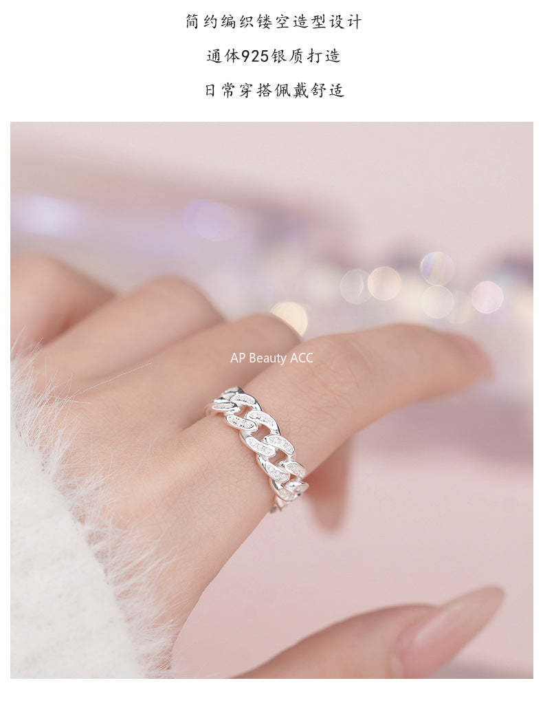 D廠-S925純銀編織鏤空戒指簡約幾何高級溫柔時尚清新輕奢精緻手飾「YC3219R_1」25.11-3