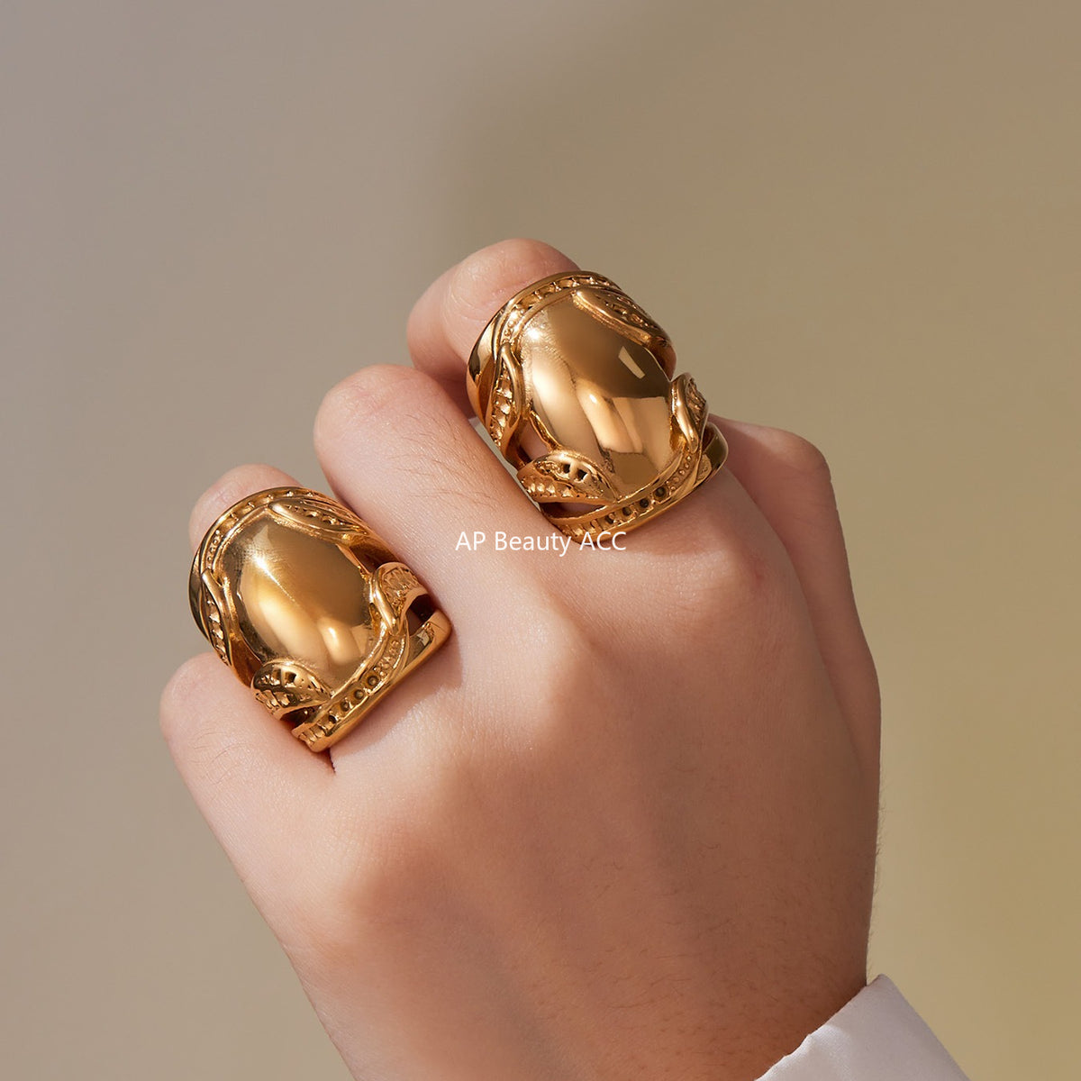 B廠-跨境熱銷新款不鏽鋼ins誇張戒指鍍18k真金小眾設計拇指護戒「A677」25.10-1