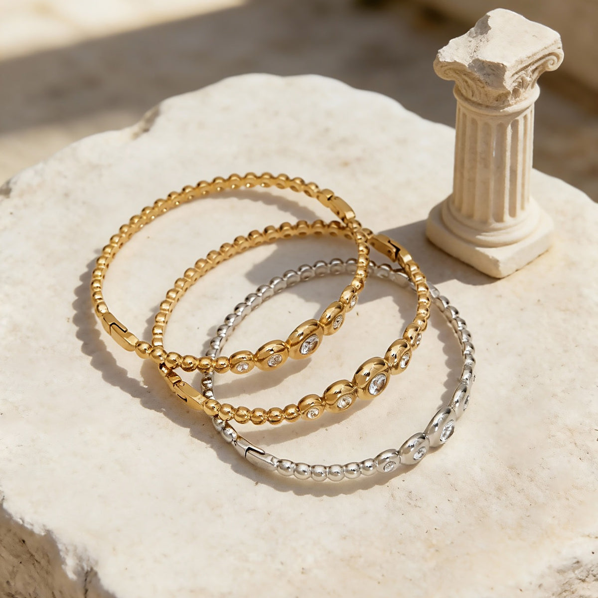 B廠-不鏽鋼超閃5A鋯石卡扣手鐲鍍18k真金歐美跨境INS時尚百搭女士手環「Z525-Z527」25.12-3