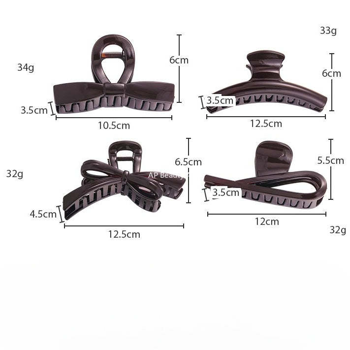E廠-巧克力棕色蝴蝶結抓夾女2025新款高級感後腦勺髮夾盤髮鯊魚夾髮飾「27614」25.10-5