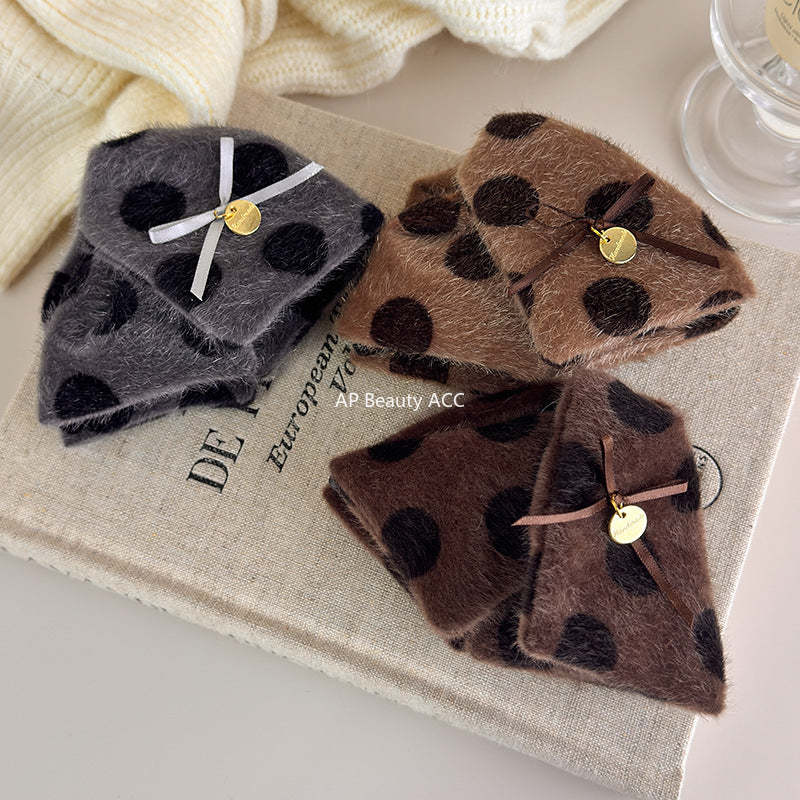 E廠-波點毛絨三角抓夾女鯊魚夾2025新款高級感後腦勺大號髮夾秋冬髮飾「27615」25.10-5