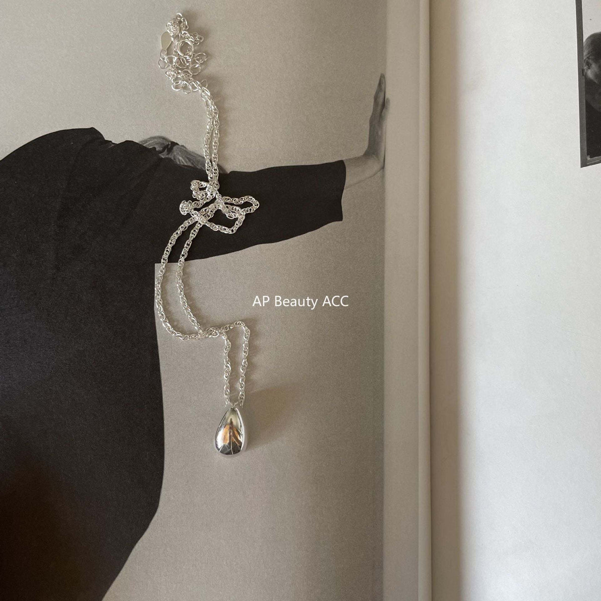 F廠-韓國韓版925純銀水滴項鍊簡約網紅小紅書氣質冷淡風項鍊「B1170」25.12-3