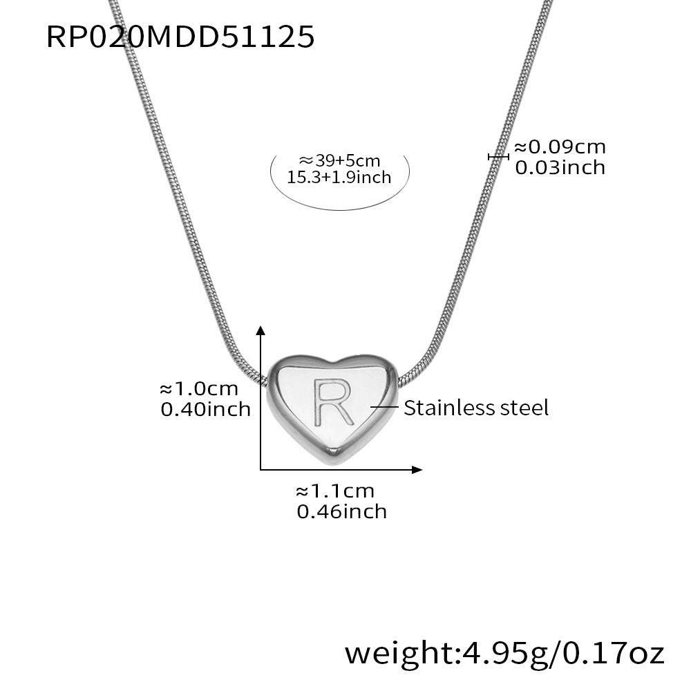 B廠-不鏽鋼26字母愛心吊墜鎖骨項鍊歐美熱銷款時尚輕奢飾品鍍18k真金「RP020」25.12-1