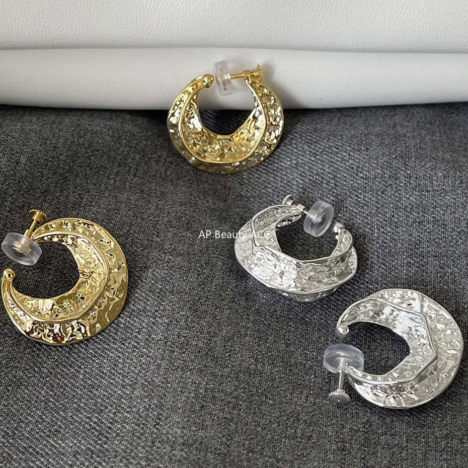 C廠-秋冬個性金屬感高級紋理誇張耳夾女復古氣質高級感耳環輕奢耳飾「EJ-61」25.12-3