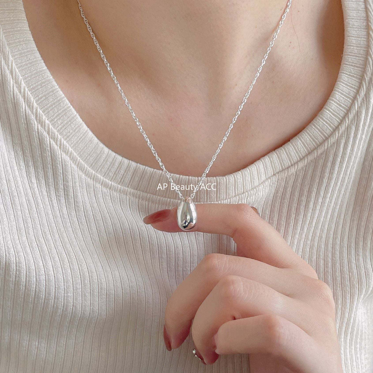 F廠-韓國韓版925純銀水滴項鍊簡約網紅小紅書氣質冷淡風項鍊「B1170」25.12-3