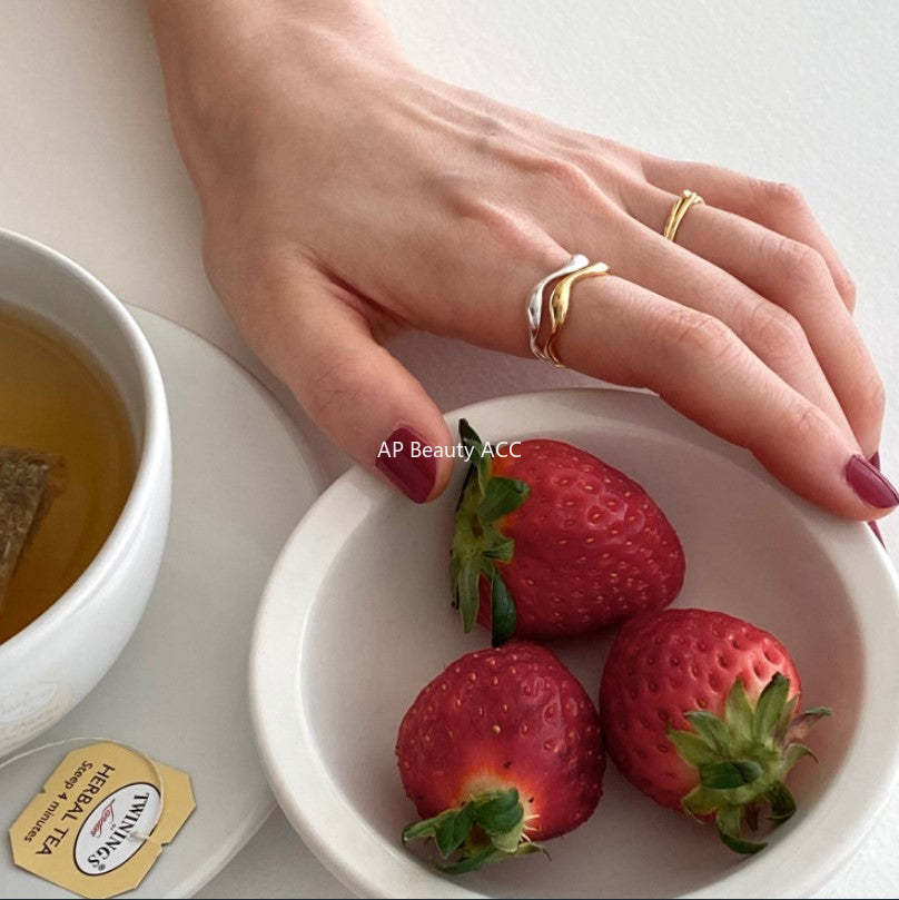 F廠-韓國韓版東大門925純銀戒指簡約氣質百搭自然曲線指環戒指「J1174」25.12-1