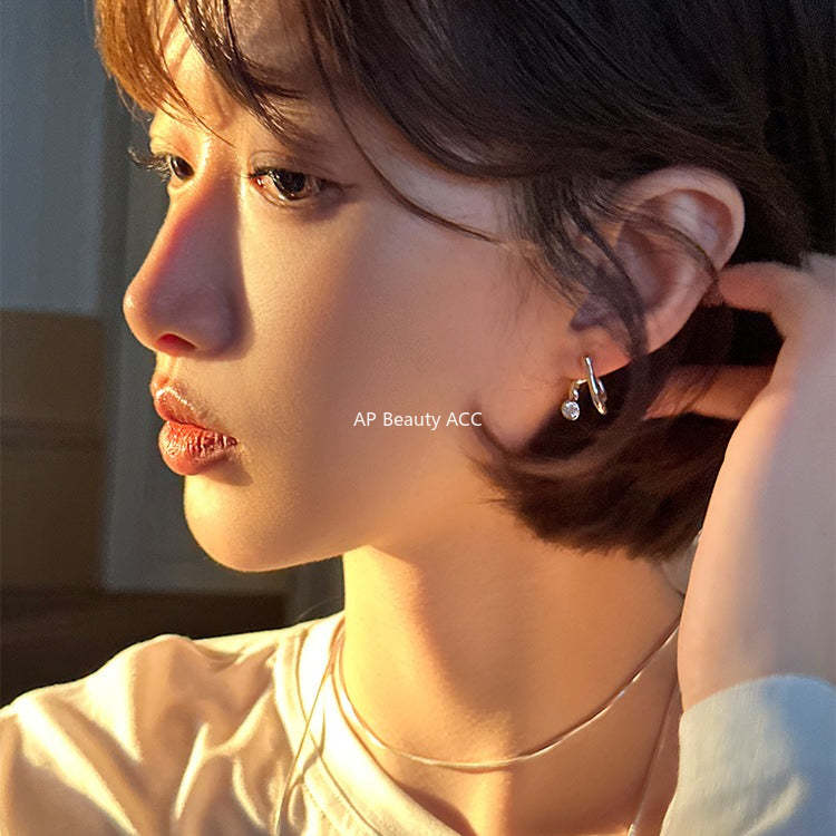 C廠-925銀針精緻曲線耳釘女輕奢小眾ins韓版鋯石耳環氣質通勤秋冬耳飾「EH-4049」25.10-5