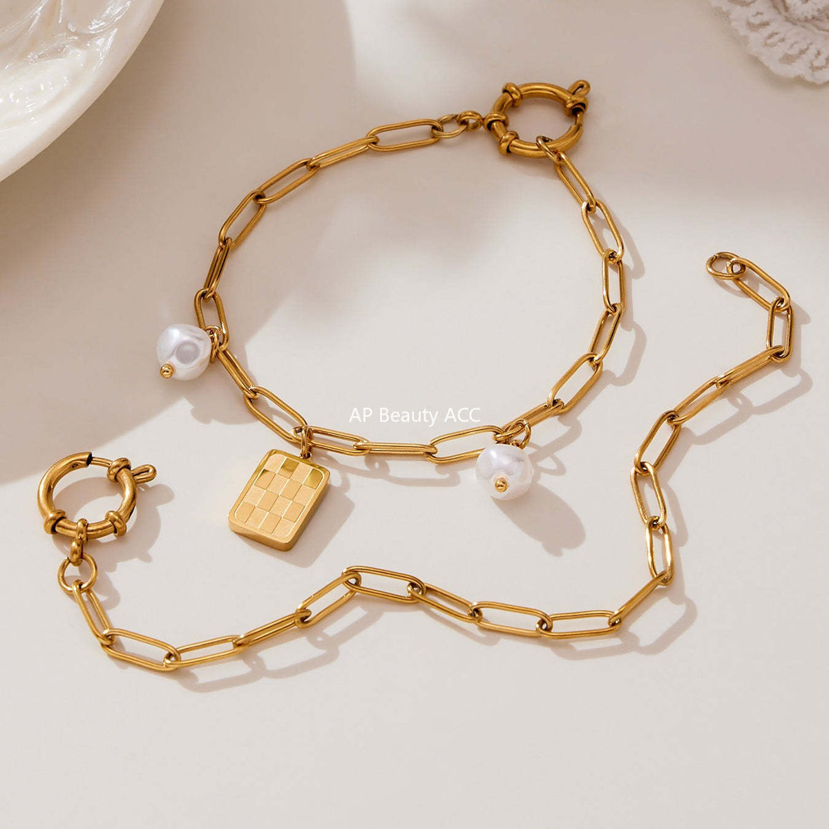 B廠-不鏽鋼異形膠珠圓牌女王DIY多配件珠寶扣手鍊項鍊飾品套裝「TXP456」25.10-5