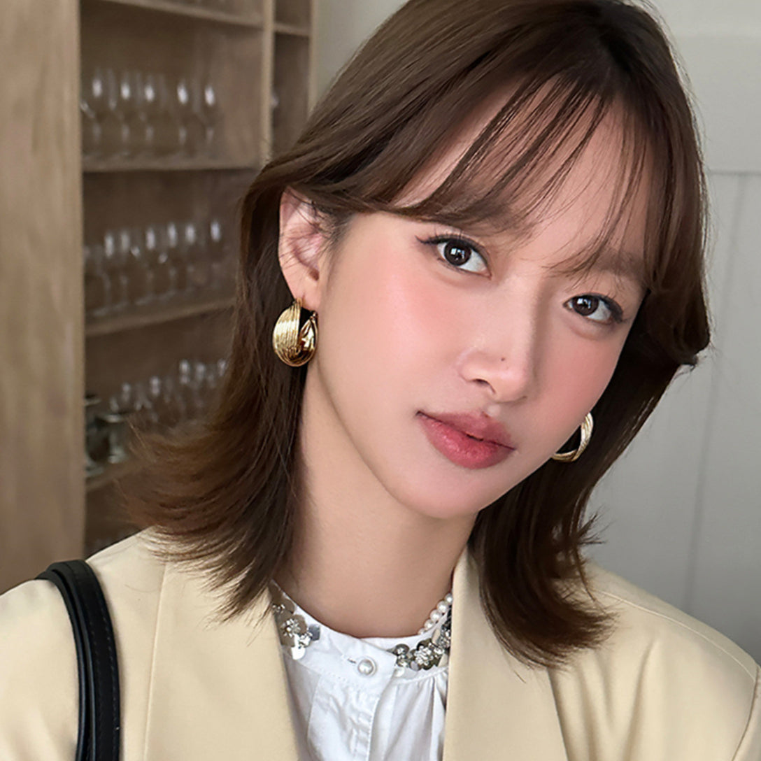 C廠-誇張扭曲幾何銀針耳圈女韓國氣質網紅時尚高級感耳環新款個性耳飾「EH-3675」25.06-4