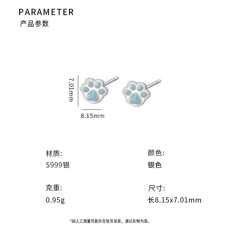D廠-S999足銀貓爪耳環可愛少女心卡通睡覺免摘萌趣寵物耳飾批發「YC3004E_1」25.11-3