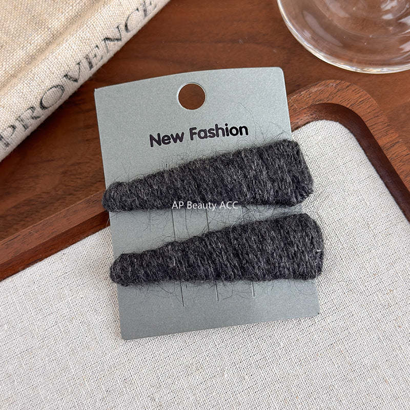 E廠-韓國ins秋冬彩色三角毛線bb夾髮夾可愛甜美瀏海夾側邊夾頭飾髮飾「27652」25.11-4