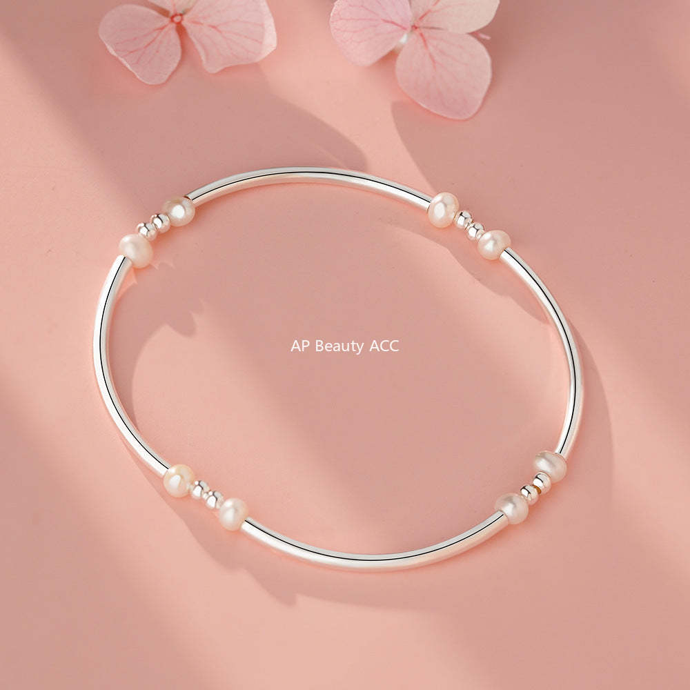 D廠-S999足銀簡約原子珠珍珠手鍊女秋冬新款法式復古優雅溫柔手飾批發「YC4711SL」25.11-4