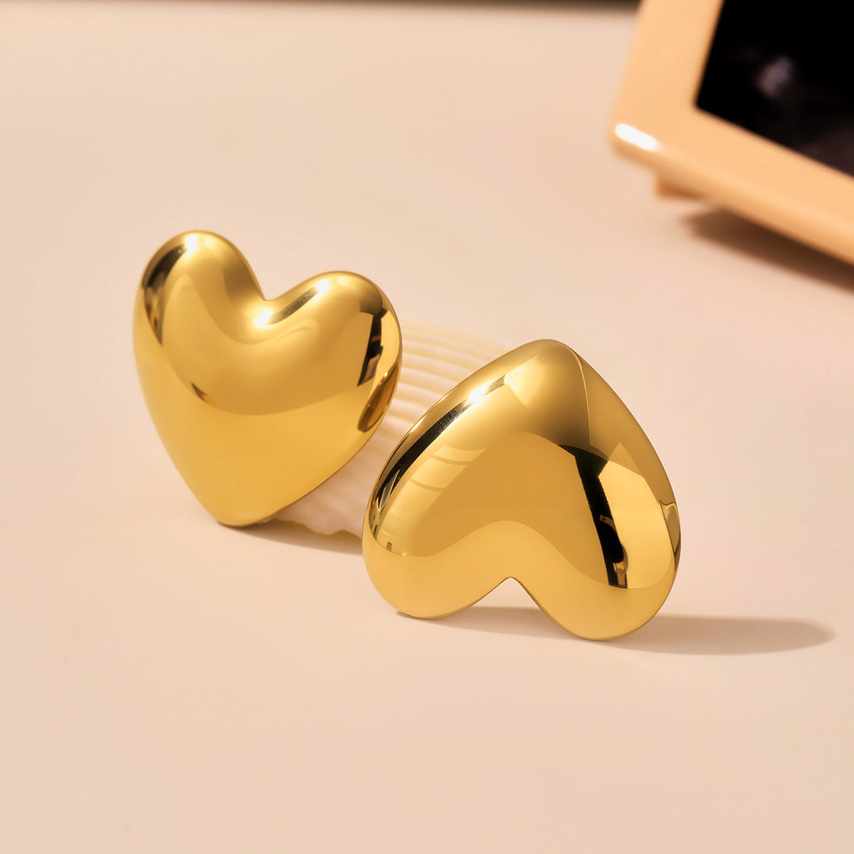 B廠-歐美不鏽鋼圓形愛心拼色耳環高級耳釘鈦鋼耳飾跨境earring「F1577-F1488」25.07-3