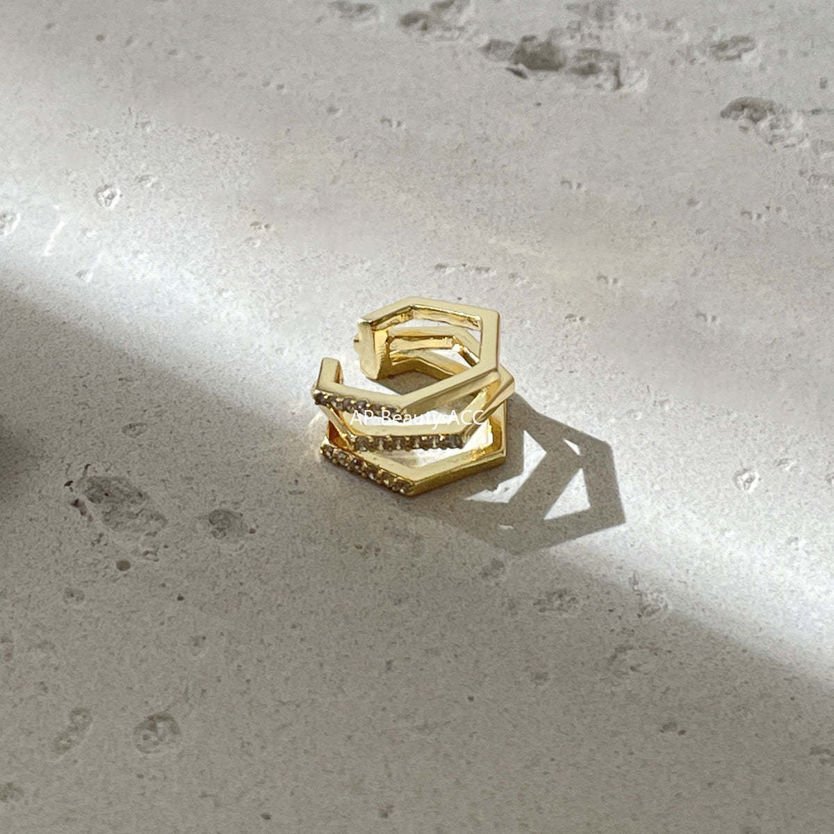 C廠-網紅個性疊戴風多層鋯石銀針耳耳釘女韓系時尚清冷ins無耳洞耳夾「EH-4292」25.12-3