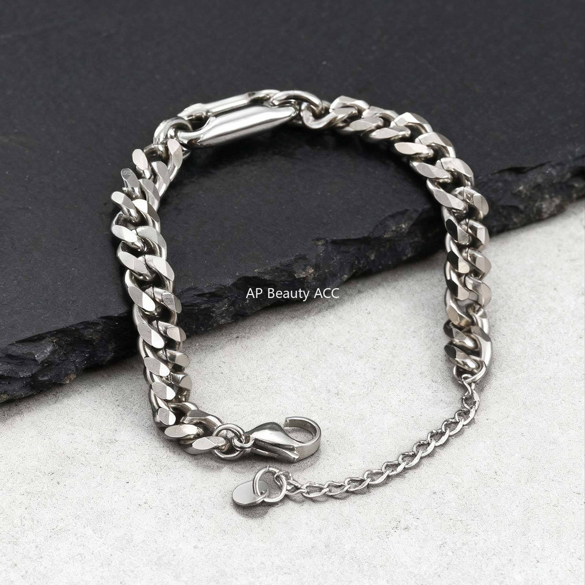 G廠-不鏽鋼小眾ins潮酷單身簡約男女 個性8字金屬古巴手鍊鋼色「BR-2632」25.12-1