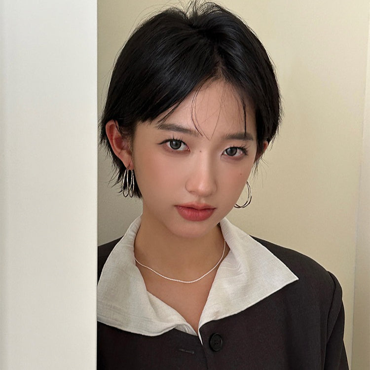 C廠-雙層大耳圈小眾特耳環女高級感圓圈純銀針耳釘誇張輕奢素圈耳飾「EH-3523.SJ」25.09-3