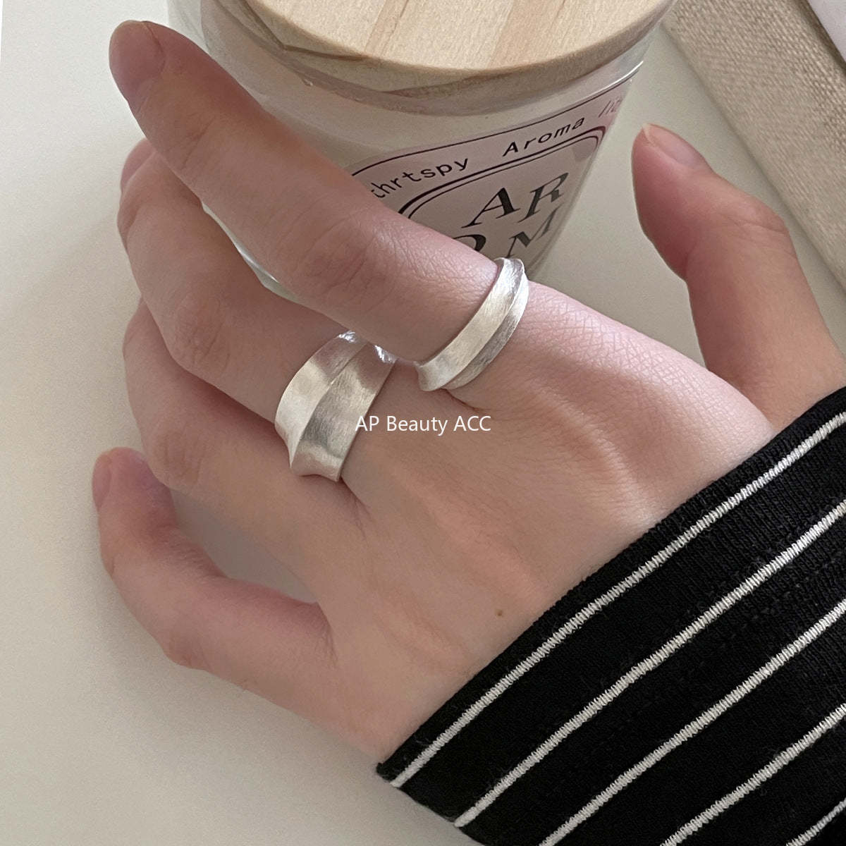 C廠-小眾清冷感磨砂素圈戒指女輕奢高級感ins食指戒百搭設計氣質指環「JZ-0729」25.11-3